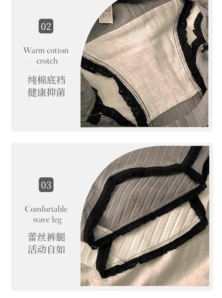 3Pcs/Set Cotton Panties Mid-Waist Women's Underwear Female Breathable Underpants Girls Solid Color Briefs Short Sexy Lingerie