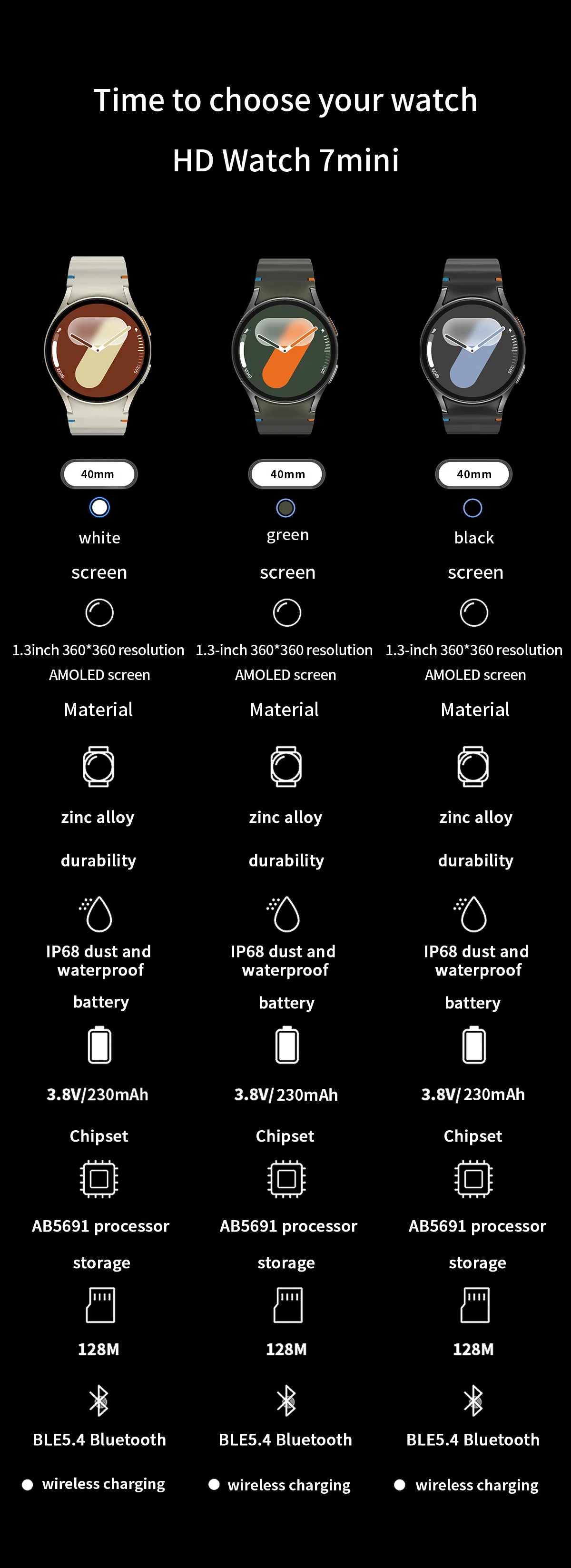 Watch 7 Mini NFC GPS Smart Watch - AMOLED Health Sport Bluetooth