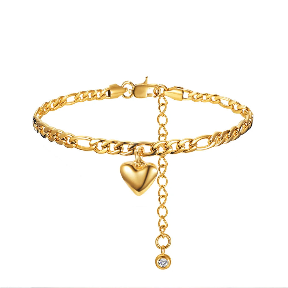 Anklets For Woman Gold Color Stainless Steel Figaro Link Ankle Bracelets Summer 2025 Womens Fashion Leg Chain Beach Foot Jewelry