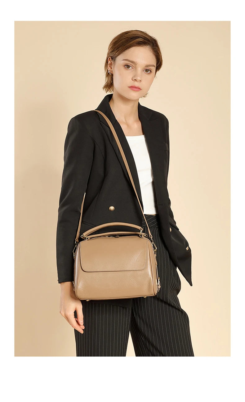 Toptrends 100% Genuine Leather Boston Shoulder Crossbody Bags For Women 2025 Luxury Designer Pillow Tote Satchel Ladies Handbags