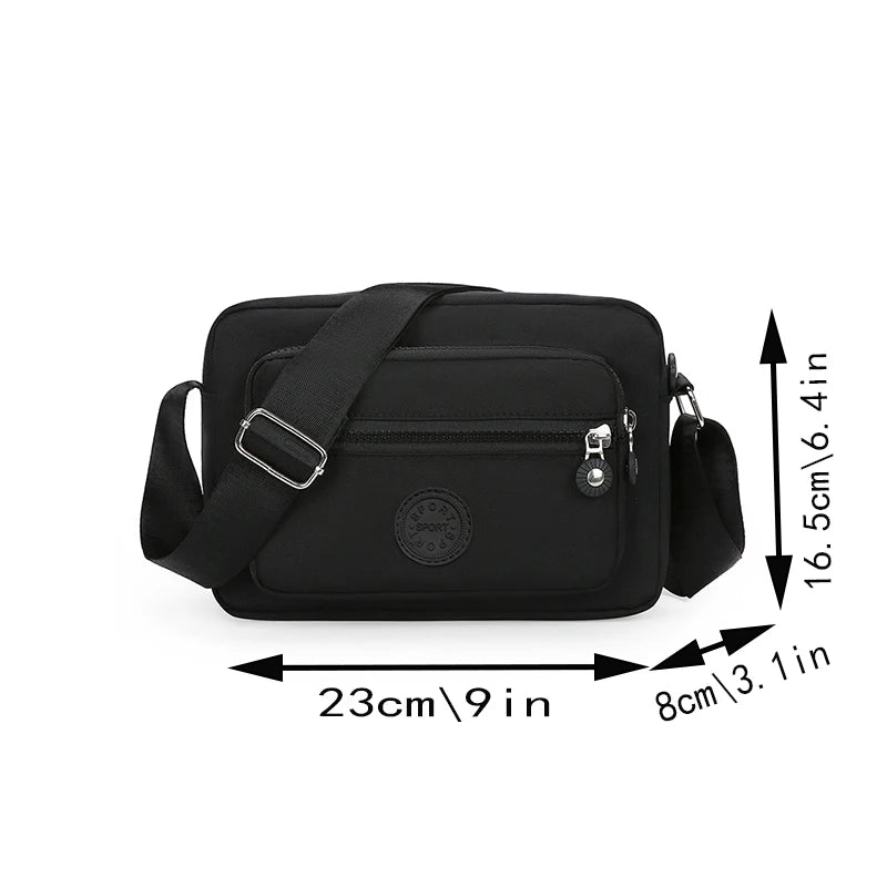 Neutral style handbag made of lightweight and simple nylon fabric, new single-shoulder women's bag. [The zipper direction is ran