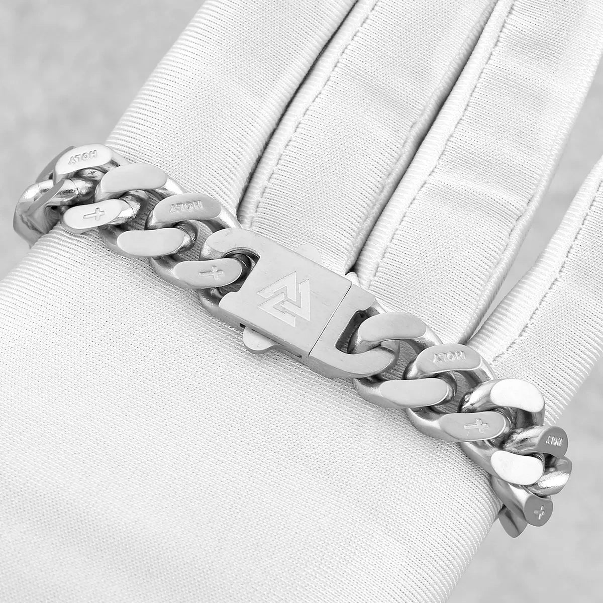 Stainless Steel Thick Cuban Chain Bracelet Men's Nordic Valknut Rune Amulet Bangle Biker Punk Hip Hop Carved Cross Heart Jewelry