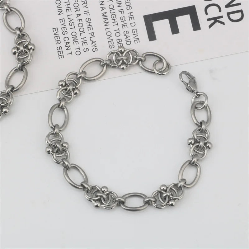 New Hip Hop Design DIY Chain Bracelet for Men Women Heavy Tricycle Thick Kpop Classic 316L Stainless steel Statement Initial