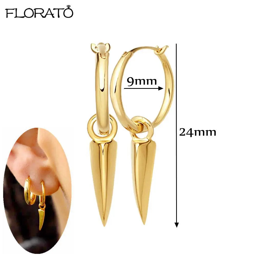 925 Sterling Silver Needle Punk Spike Rivet Hoop Earrings For Women Huggie Earrings Ear Cuff Piercing Earring Gothic Jewelry