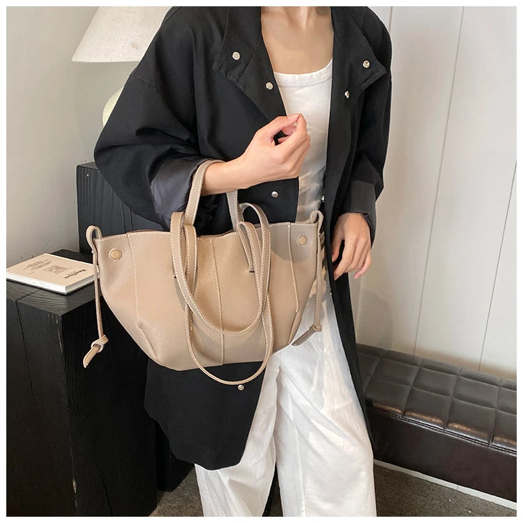 High Quality PU Tote Bags Fashion Solid Hasp Simple Versatile Sense of Luxury Shoulder and Handbags for Women 2024 New Style