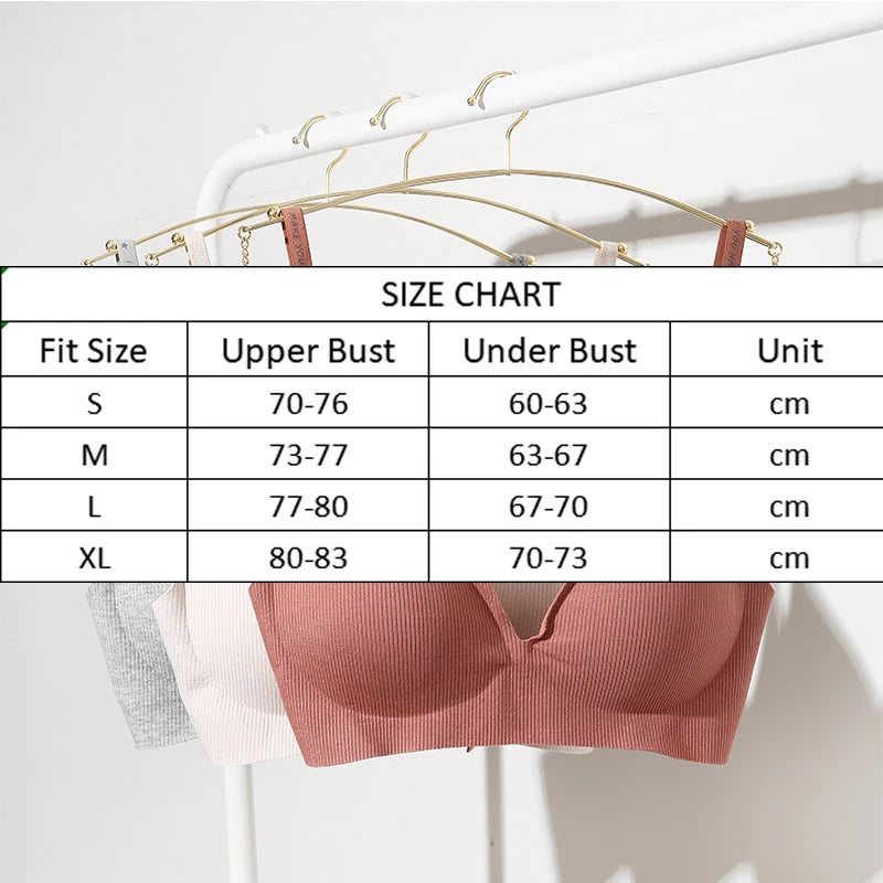 FINETOO 1PCS Women Sexy Seamless Bras Deep V Neck Bralette Sexy Lingerie Letter Strap Tops Push Up Underwear Wireless Brassiere