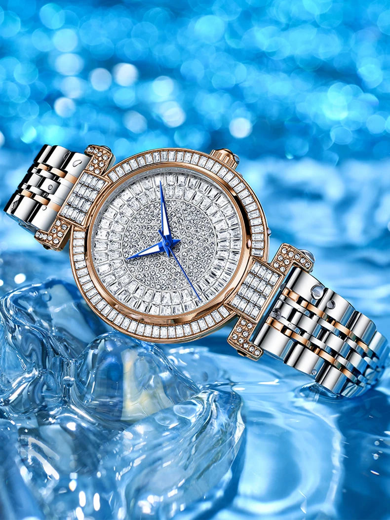ROMITIME Luxury Diamond Dial Watch - Elegant Waterproof Stainless Steel