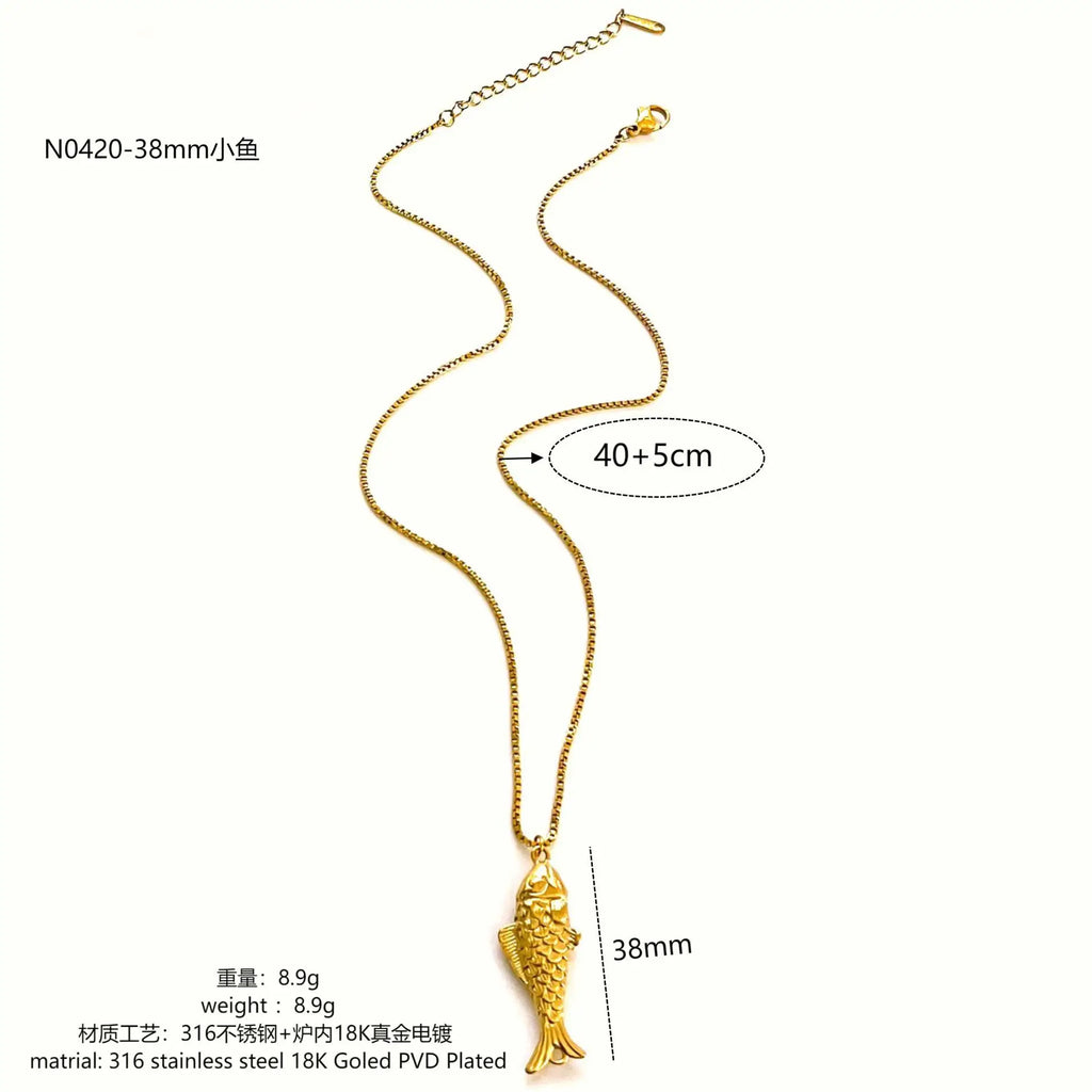 1/2pcs/Lot Cute Stainless Steel Gold Plated Small Fish Pendant Necklace for Women New Waterproof Beach Party Jewelry Summer Gift