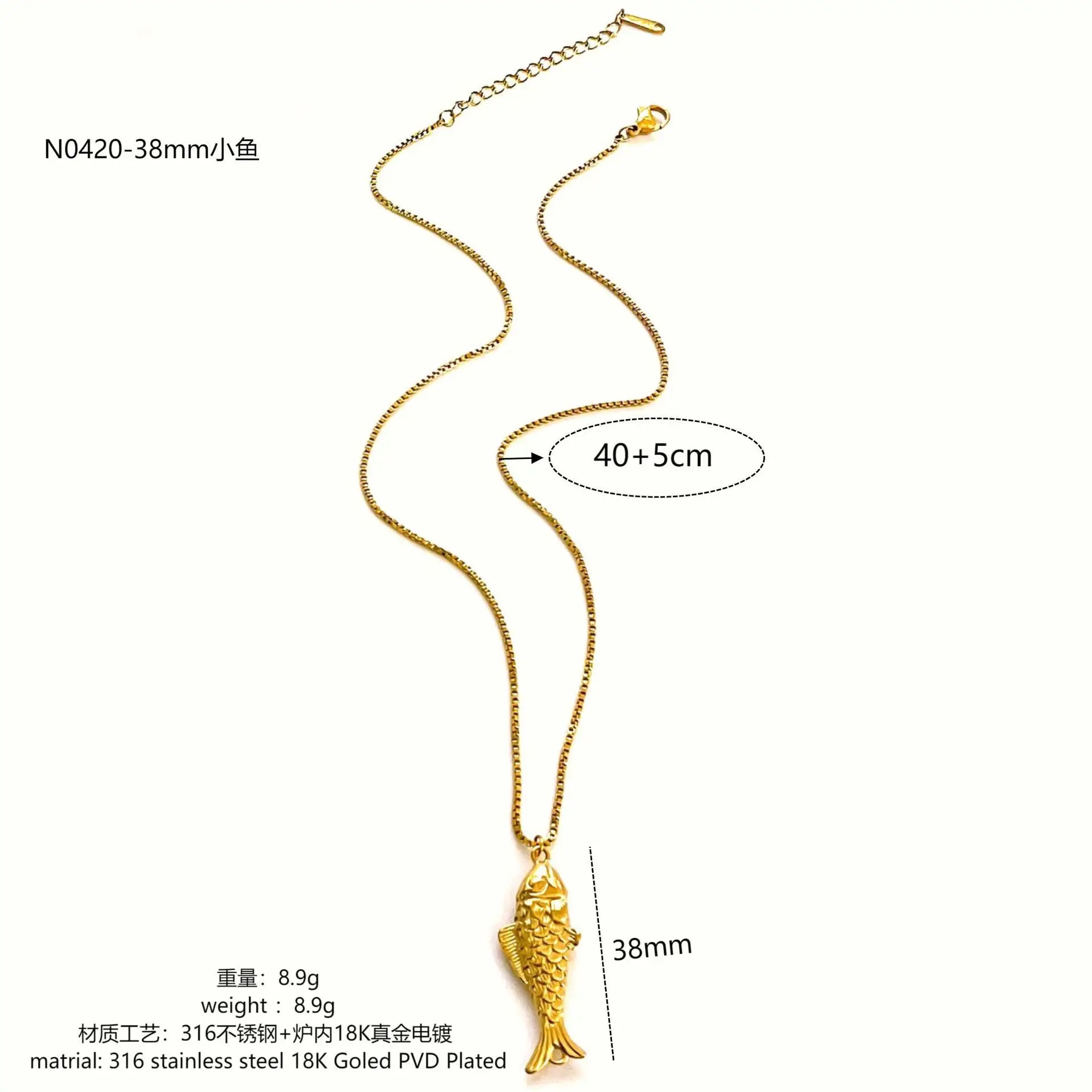 1/2pcs/Lot Cute Stainless Steel Gold Plated Small Fish Pendant Necklace for Women New Waterproof Beach Party Jewelry Summer Gift