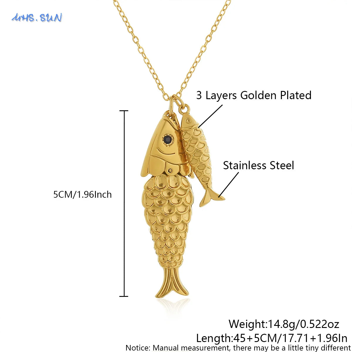 1/2pcs/Lot Cute Stainless Steel Gold Plated Small Fish Pendant Necklace for Women New Waterproof Beach Party Jewelry Summer Gift
