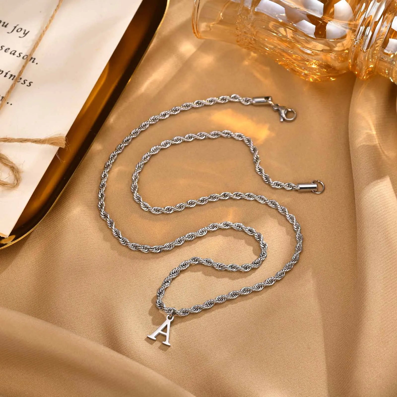 Personalized Initial Letter Necklace for Men - Premium Stainless Steel A-Z Alphabet Pendant with 60cm Chain