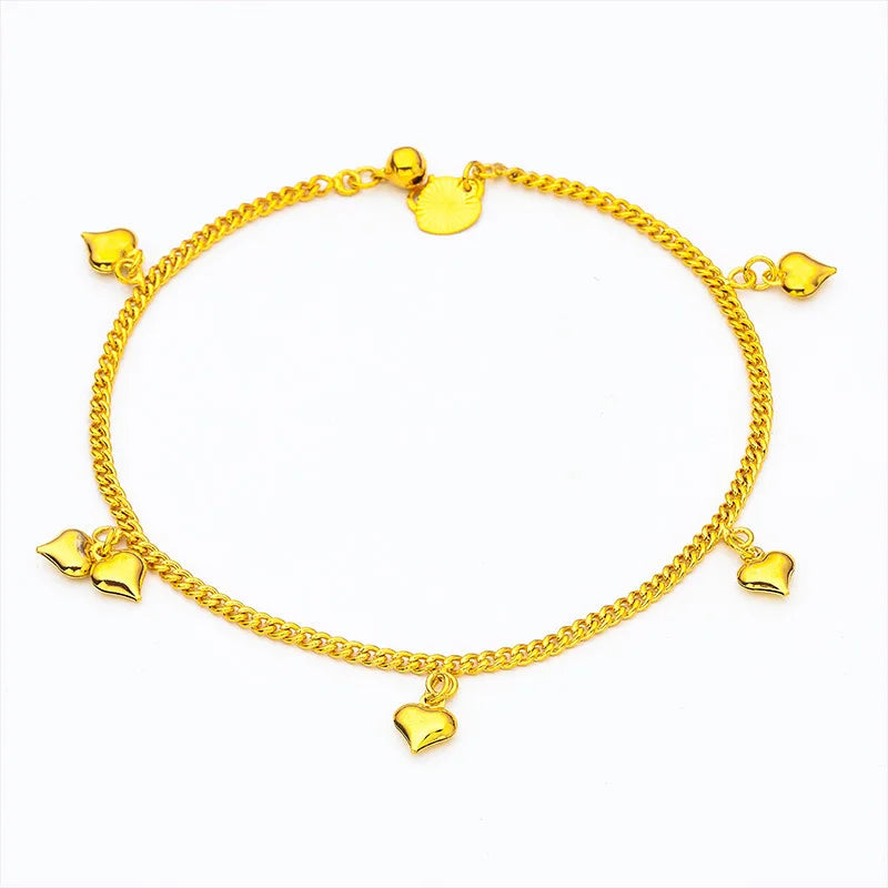 Stainless Steel Bracelets on the Leg Heart Charm Long Chain Foot Anklet 27cm Bohemian Accessories Jewelry Gifts