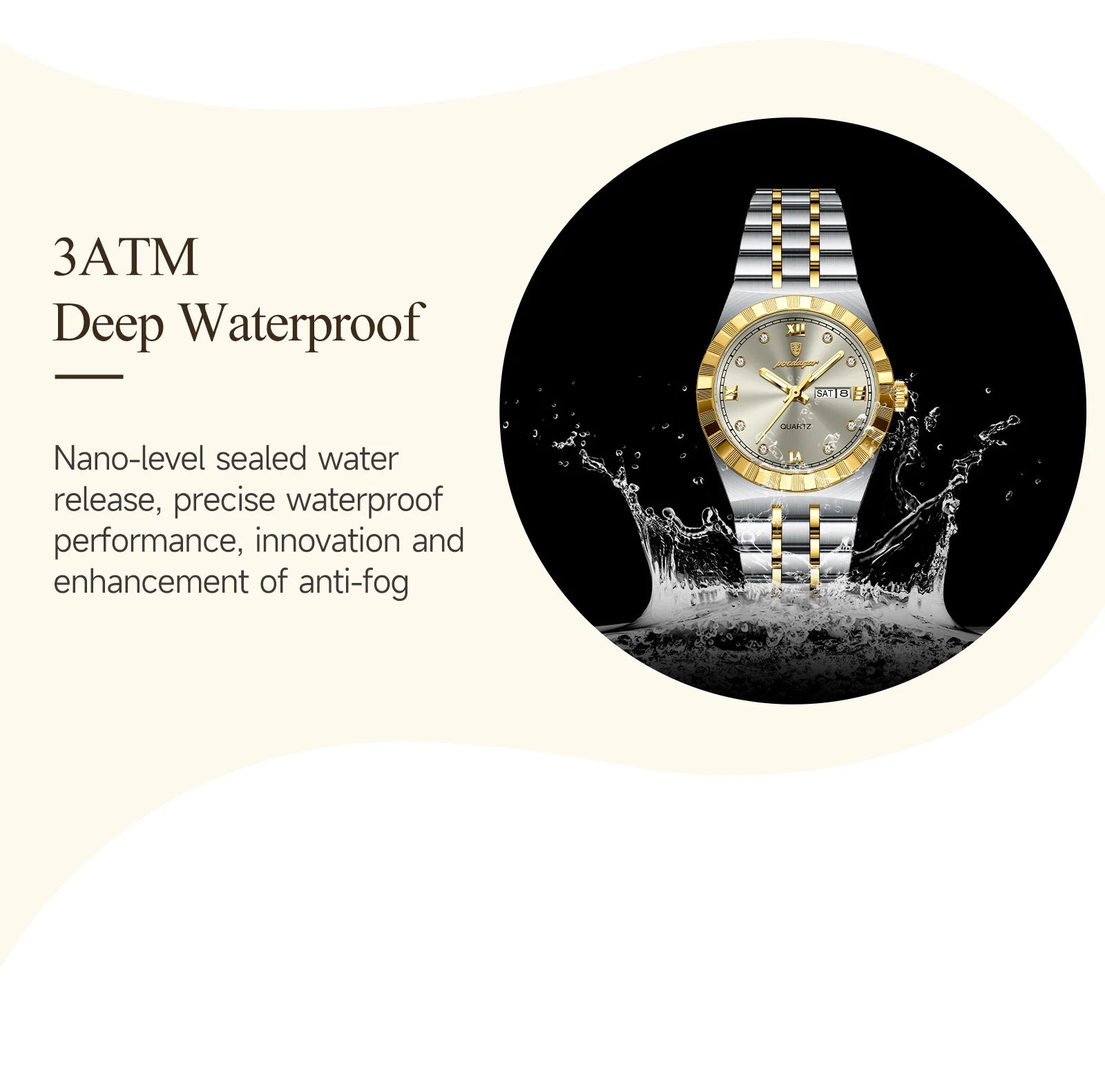 POEDAGAR Luxury Ladies Watch - Luminous Waterproof Week Date Stainless