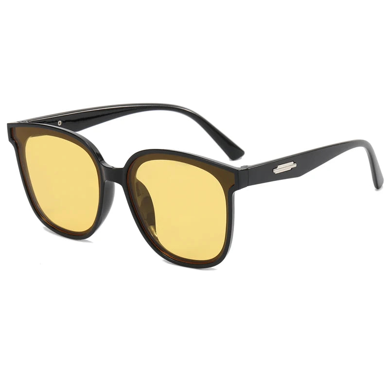 Large Frame Black Face Trimming Sunglasses - Outdoor Travel UV400