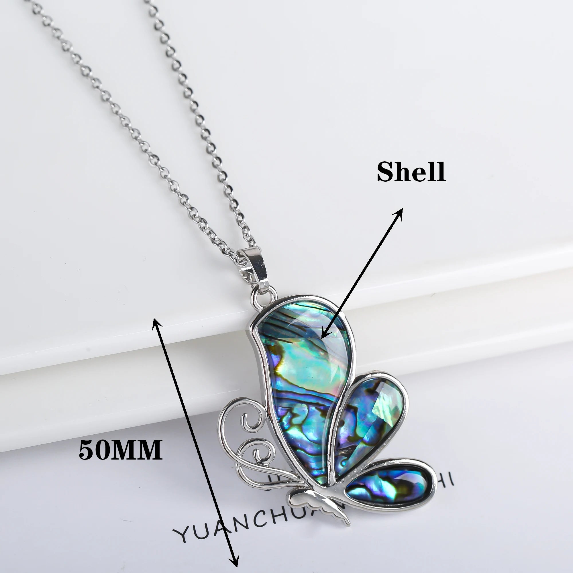 New Creative Natural Shell Design Insect Butterfly Dragonfly Pendant Necklace Personalized For Woman Party Vintage Jewelry Gift
