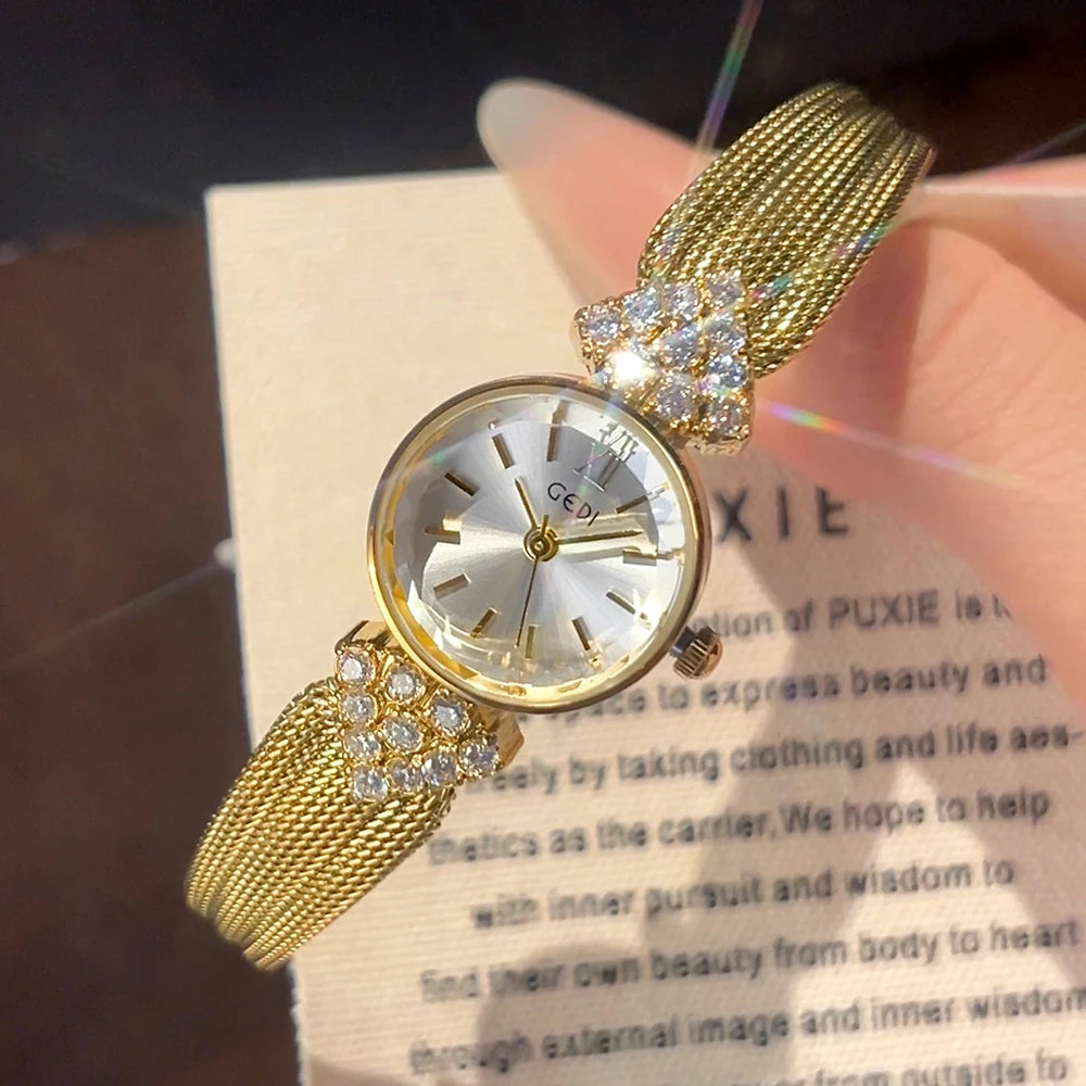 GEDI Luxury Retro High-End Ladies Watches Niche Vintage Quartz Woman Wristwatch Diamond Fashion Casual Watches for Woman