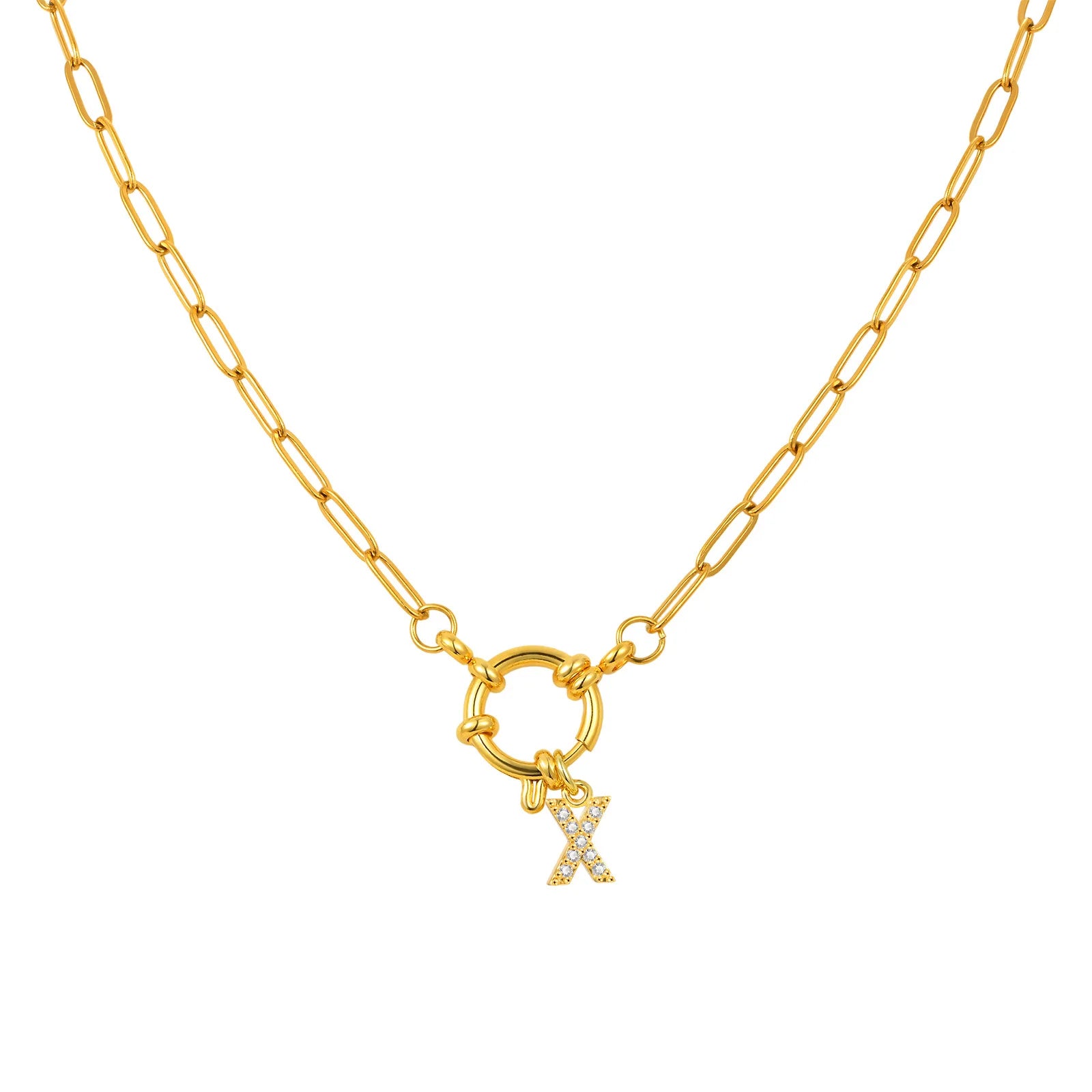 Vnox Women's Trendy Letters Necklaces With CZ Zircon, Stainless Steel 18K Gold Plated Pendant, Fashion Charm A-Z Accessories