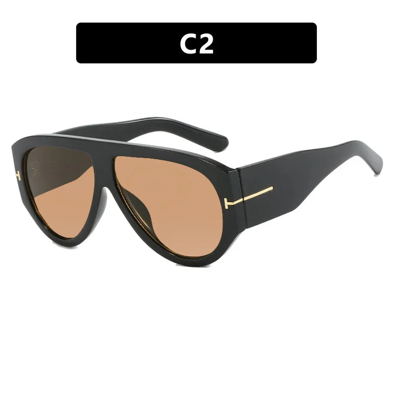 Vintage Oval Large Frame Sunglasses - Trendy Street Style UV400 Women