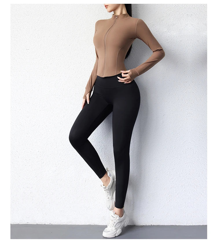 2023 Yoga Jacket - Short Sports Jacket Body Sculpting Zipper