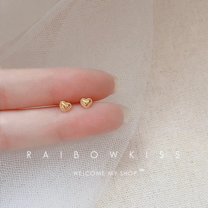 silver-plate Gold Color Mini Small Butterfly Heart Stud Earring For Women Cartilage Helix Tragus Ear Piercing Jewelry Gift
