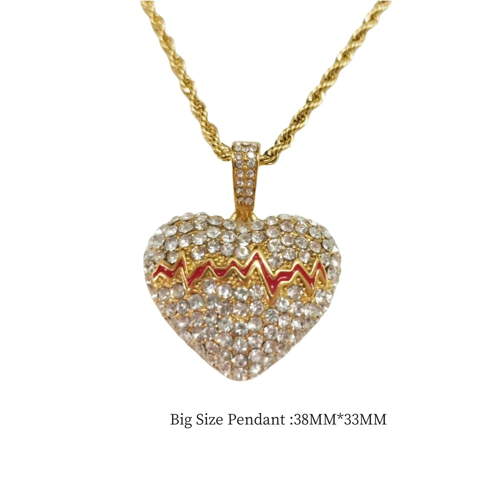 Luxury Dainty Full Zircon Heart Pendant Necklace Silver Color Stainless Steel Rope Chain For Women Wedding Charm Fashion Jewelry