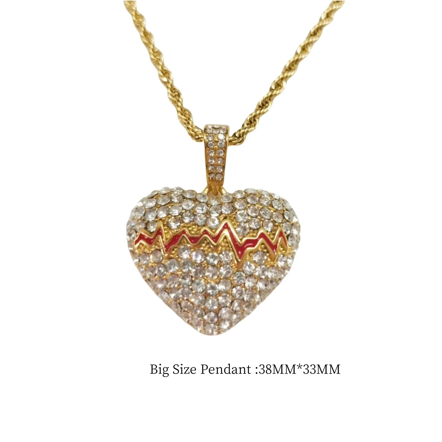 Luxury Dainty Full Zircon Heart Pendant Necklace Silver Color Stainless Steel Rope Chain For Women Wedding Charm Fashion Jewelry