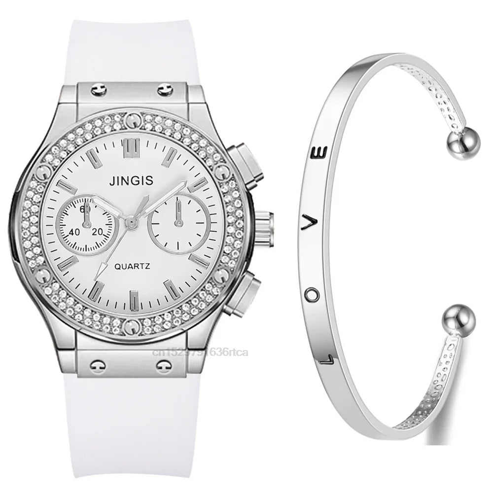 Fashion 2025 Rubber Women Watches Luxurious Brand Casual Diamond Female Quartz Wristwatches Simple Sport Clock Relogio Feminino
