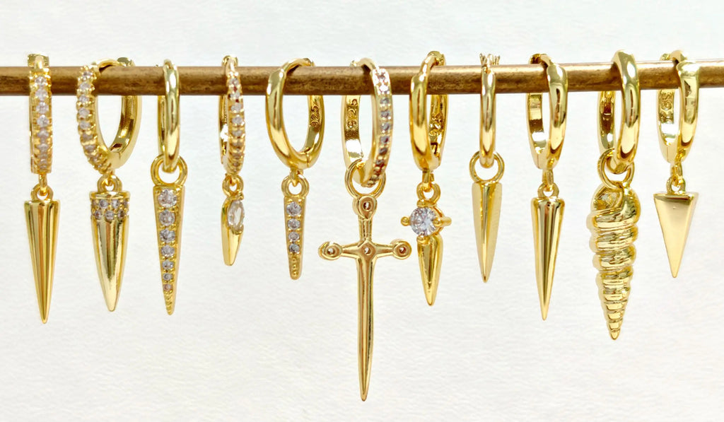 925 Sterling Silver Needle Punk Spike Rivet Hoop Earrings For Women Huggie Earrings Ear Cuff Piercing Earring Gothic Jewelry