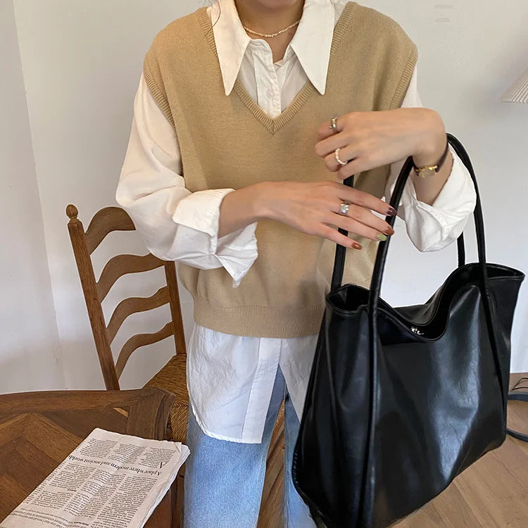Portable Texture Tote Bag for Women, Shoulder Underarm Bag, Commuting Bag, Large Capacity, Niche Design, Autumn Winter Handbags