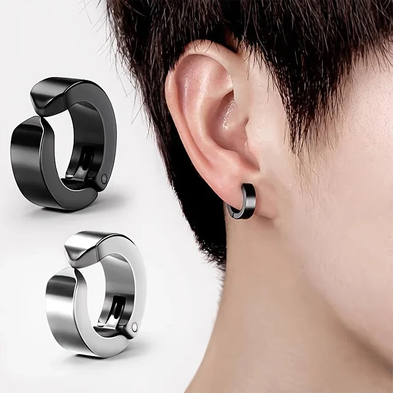 1 Pairs Fashion Magnetic Stud Earrings Men and Women Black CZ Magnet Non-piercing Clip Earring Set Punk Earrings Jewelry Gift