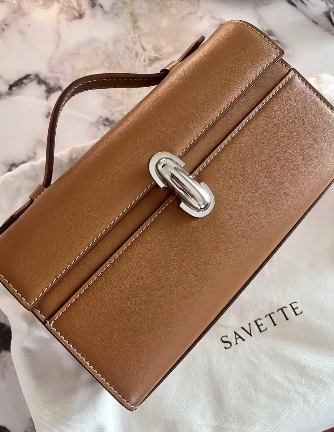 SAVETTE Brand The Symmetry 19 Genuine Leather Handbag Solid Color Simple Handbag Small Square Row Bag Women's Suede