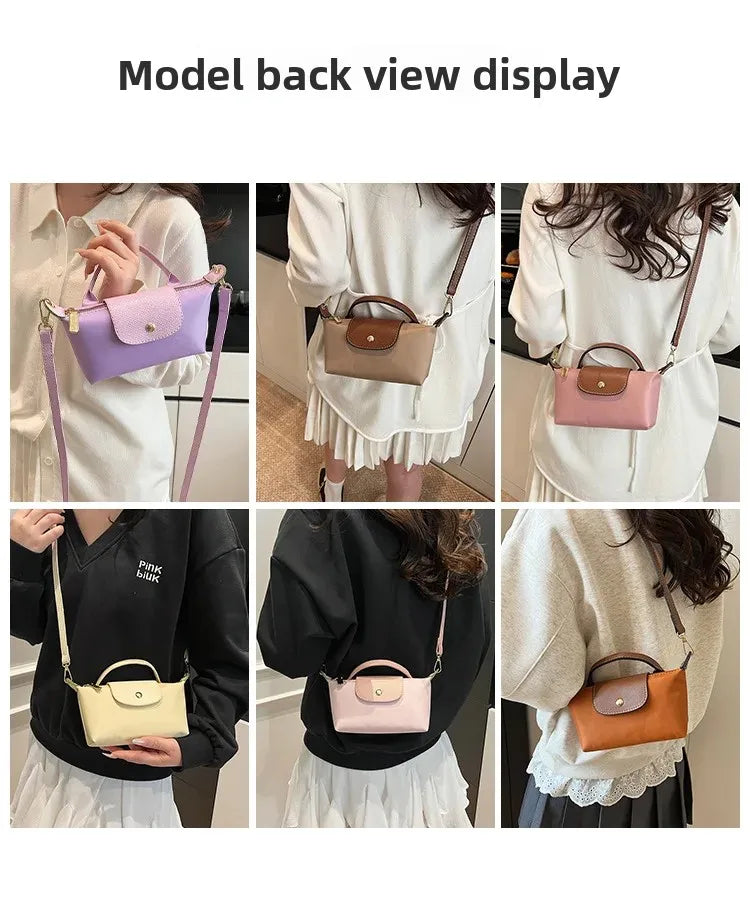 Retro Fashion Nylon Dumpling Bag Women's Crossbody Handbag Soft Polyester Lining Zipper Closure Shoulder Bag Handbag