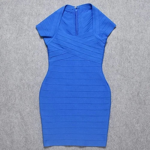 HQBORY Summer Women Pink Bodycon Mini Sexy Bandage Short Sleeve V-neck Party Club Dresses bodycon vestidos