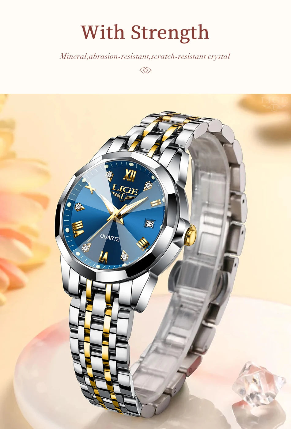 LIGE Elegant Ultrathin Nordic Simple Style Quartz Movement Women's Wristwatch Fashion Stainless Steel Bracelet Belt Woman Watch
