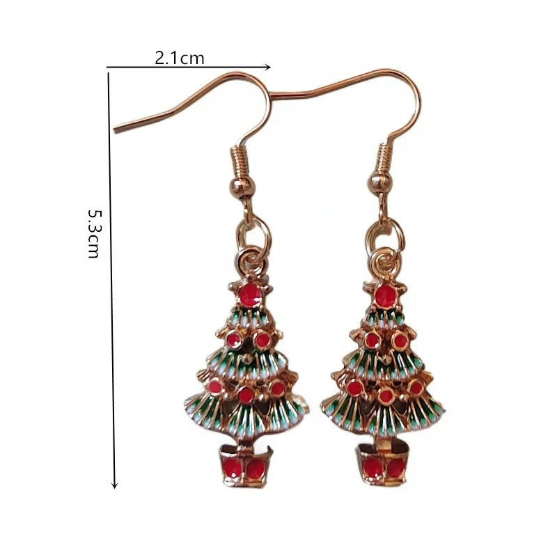 Fashionable Christmas Theme Earrings for Women - Happy Christmas Pendant Tree of Christmas Deer Father Design Mixed Style Jewelr