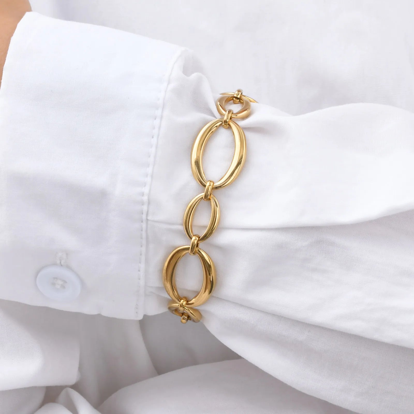 Minimalist Handmade Chain Bracelet for Women,Stainless Steel Oval Bracelets,Trendy Waterproof Jewelry Gift