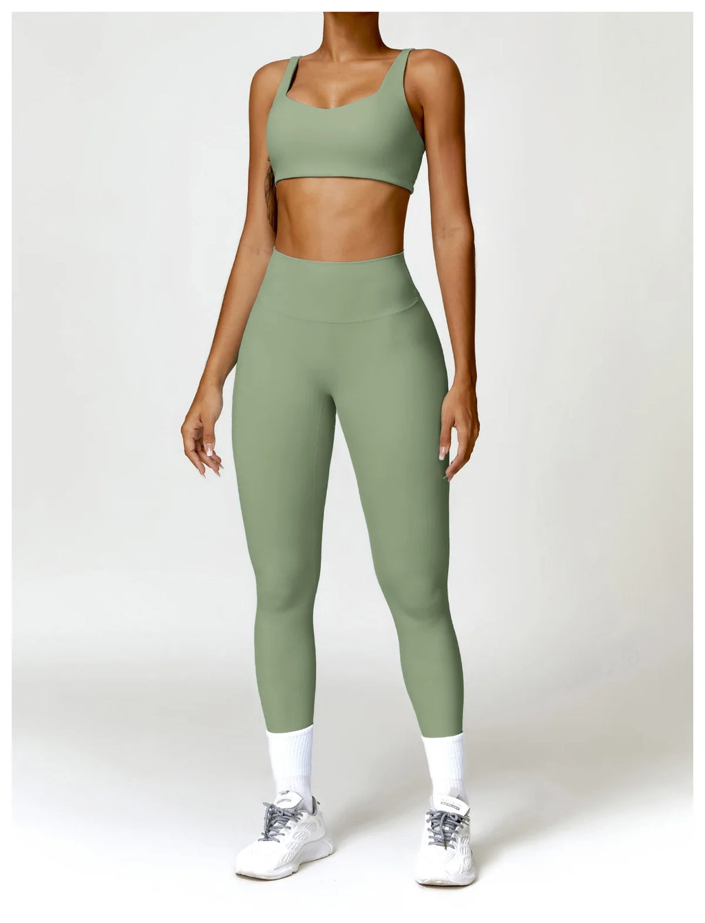 2PCS Yoga Set Women Gym Long Sleeve Sports Suits Fitness Bra Crop Top Workout Clothes Female Athletic Wear Legging Sportswear