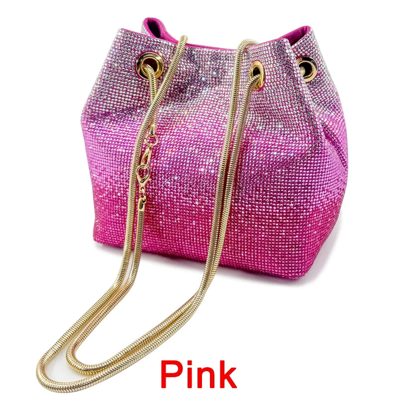 2025 Latest Italian Design Luxury Shiny Wedding Party Ladies Handbag high quality Diamond Tote Evening Bag