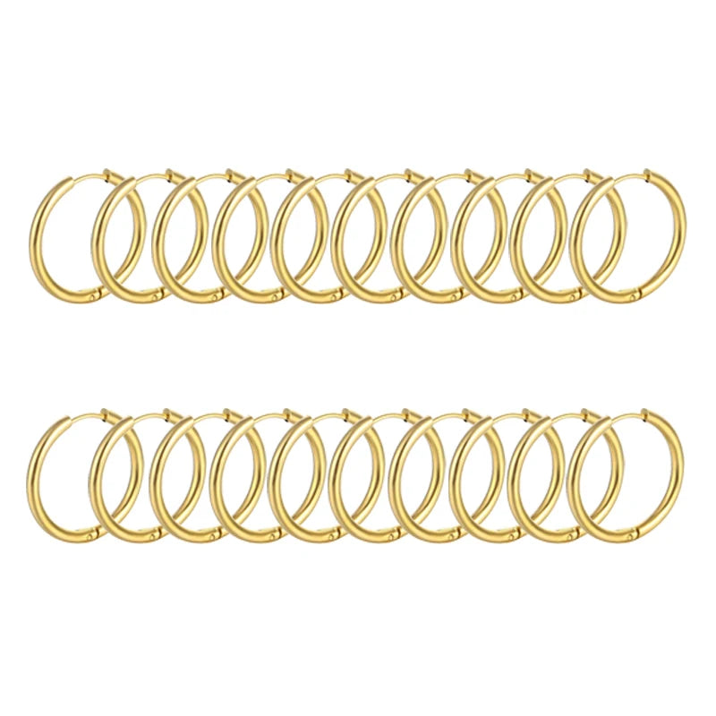 10/20Pcs Minimalist 316L Stainless Steel Small Hoop Earrings For Women Man Classic Round Earrings Fashion Ear Piercing Jewelry