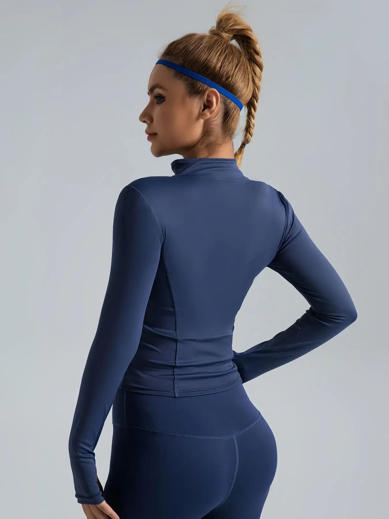 Fitfemme Two-Piece Sports Set - Zip Mock Neck Jacket & Leggings