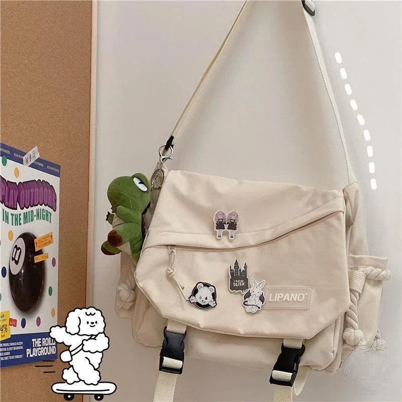 Shoulder Bag Large Capacity Crossbody Bag Retro Workwear Postman Bags for Women Nylon Handbags