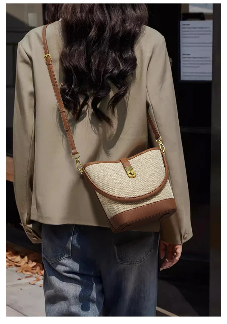 FOXER Women Small Crossbody Bag Lady Fashion Bucket Shoulder Bag 2025 Girl Summer Handbag Purse Special Gift