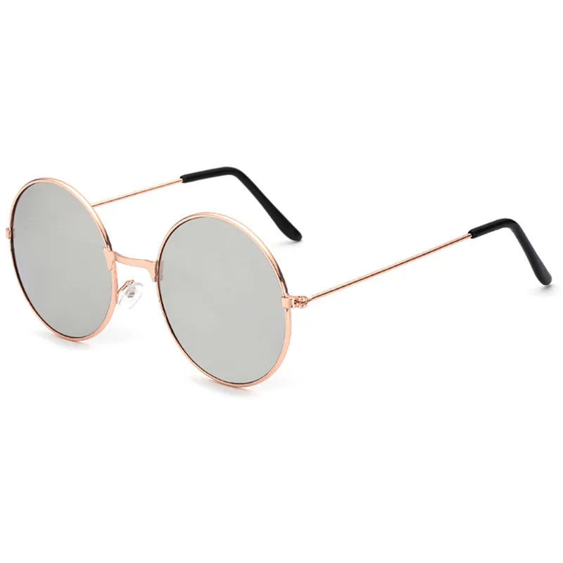 FOENIXSONG Round Pilots Sunglasses - Vintage Silver Gold Black Unisex
