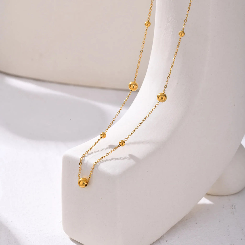Vnox Dainty Beads Chain Necklaces for Women Girls, Gold Plated Cable O Links Choker Collar