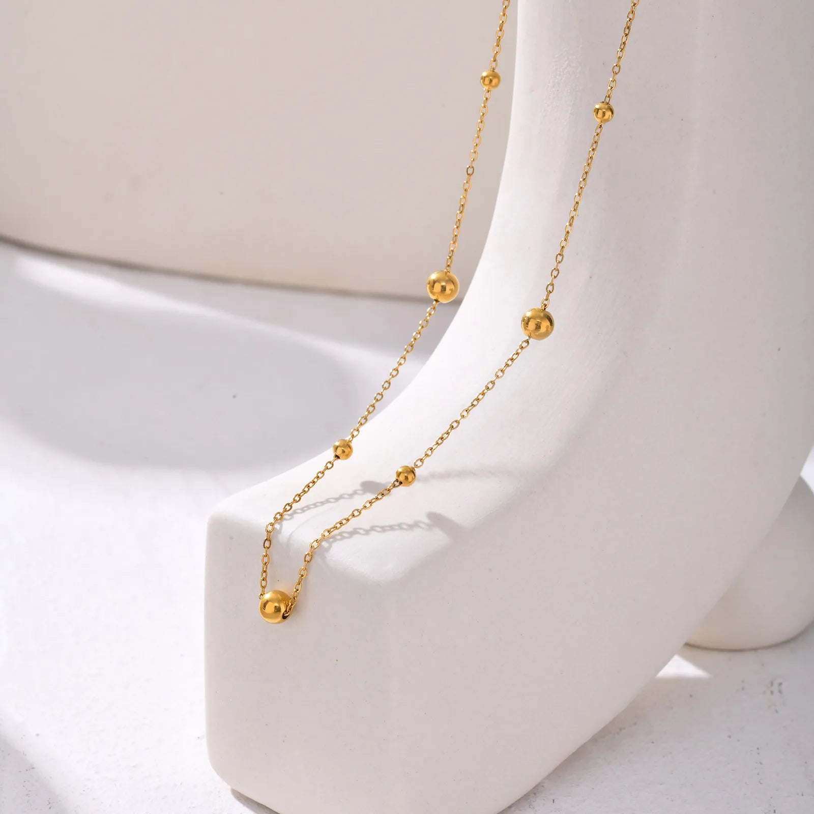 Vnox Dainty Beads Chain Necklaces for Women Girls, Gold Plated Cable O Links Choker Collar
