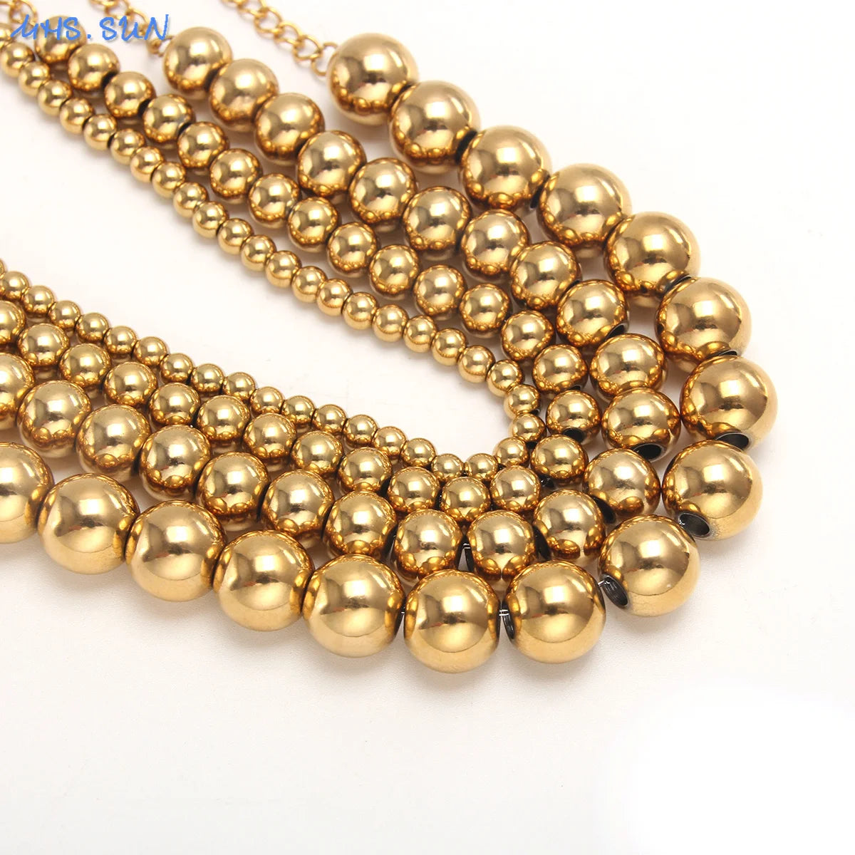 MHS.SUN Waterproof Smooth Beads Bracelet Adjustable Gold Silver Color Stainless Steel Round Balls Bracelets Unisex Party Jewelry