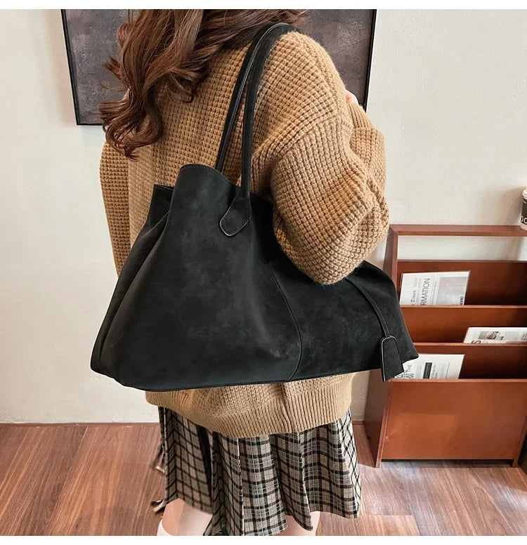 Faux Suede Solid Color High Quality Fashionable Versatile Handbag 2025 Women's Product Hot Selling  Large Capacity Shoulder Bag