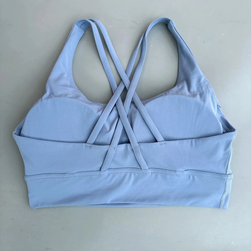 Solid Color Cross Fitness Bra - High Strength Yoga Sport Top