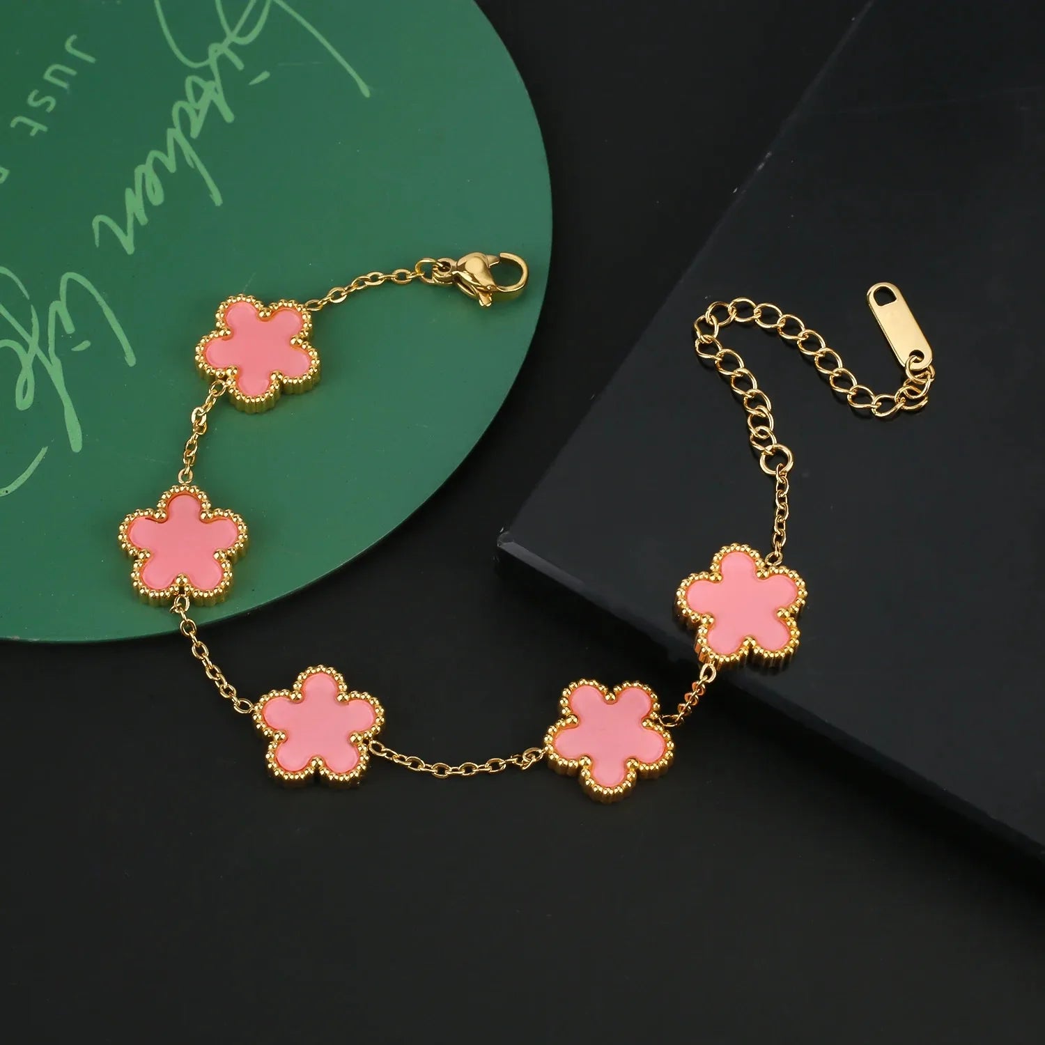Gold Plated Hot Sale 316L Stainless Steel Plant Five Leaf Flower Bracelet Classic For Woman New Fashion Party Jewelry Clover