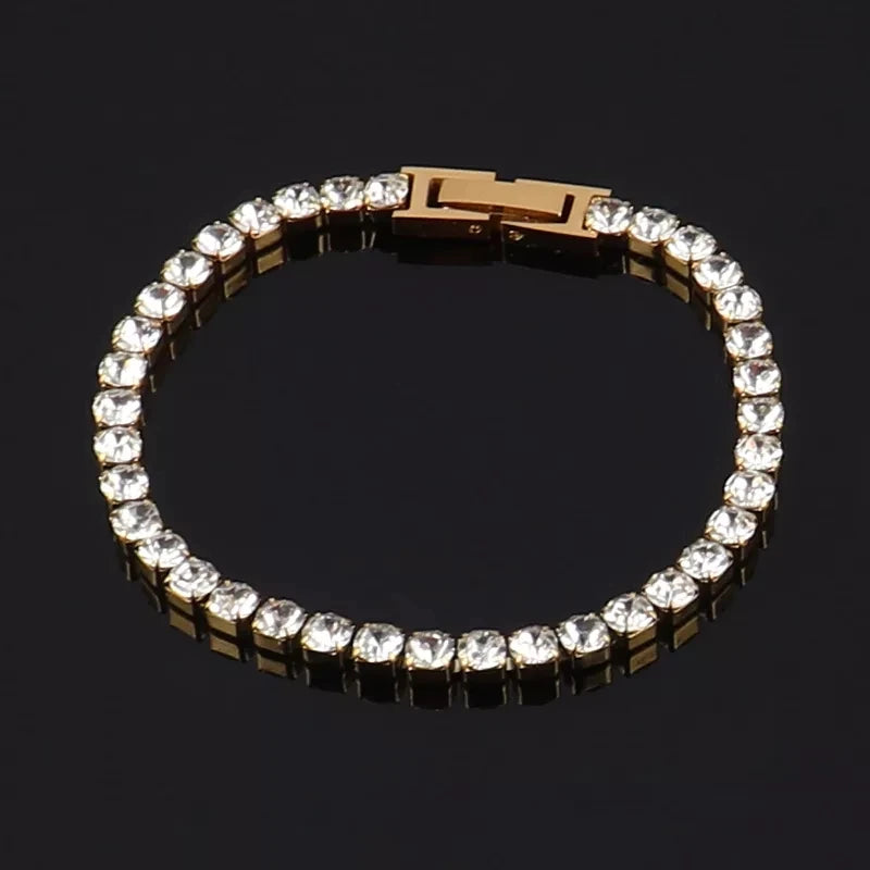 316L 4mm Stainless Steel Bracelet For Women Men's Hip Hop Tennis Chain Bracelets Luxury Color Crystal Zircon Bracelet Jewelry